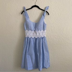 Lily Pulitzer Tessa Coastal Blue Seersucker white striped dress